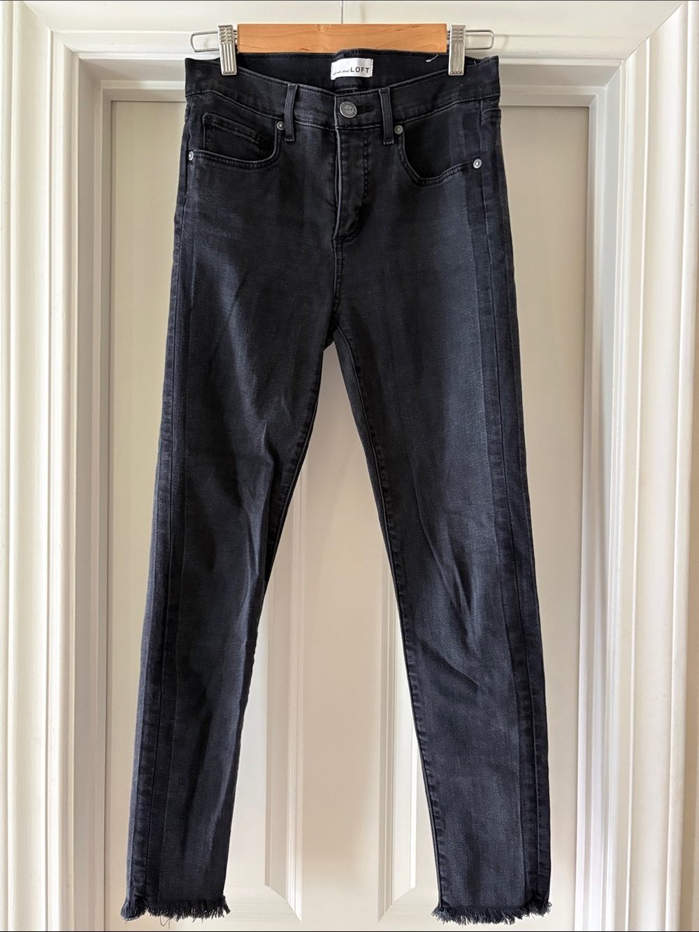 LOFT Washed Black High-Rise Skinny Jeans